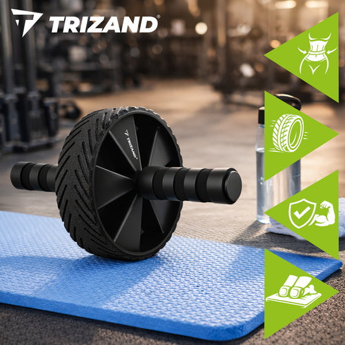 Ab Roller with Non-Slip Handles and Knee Mat, 28 cm