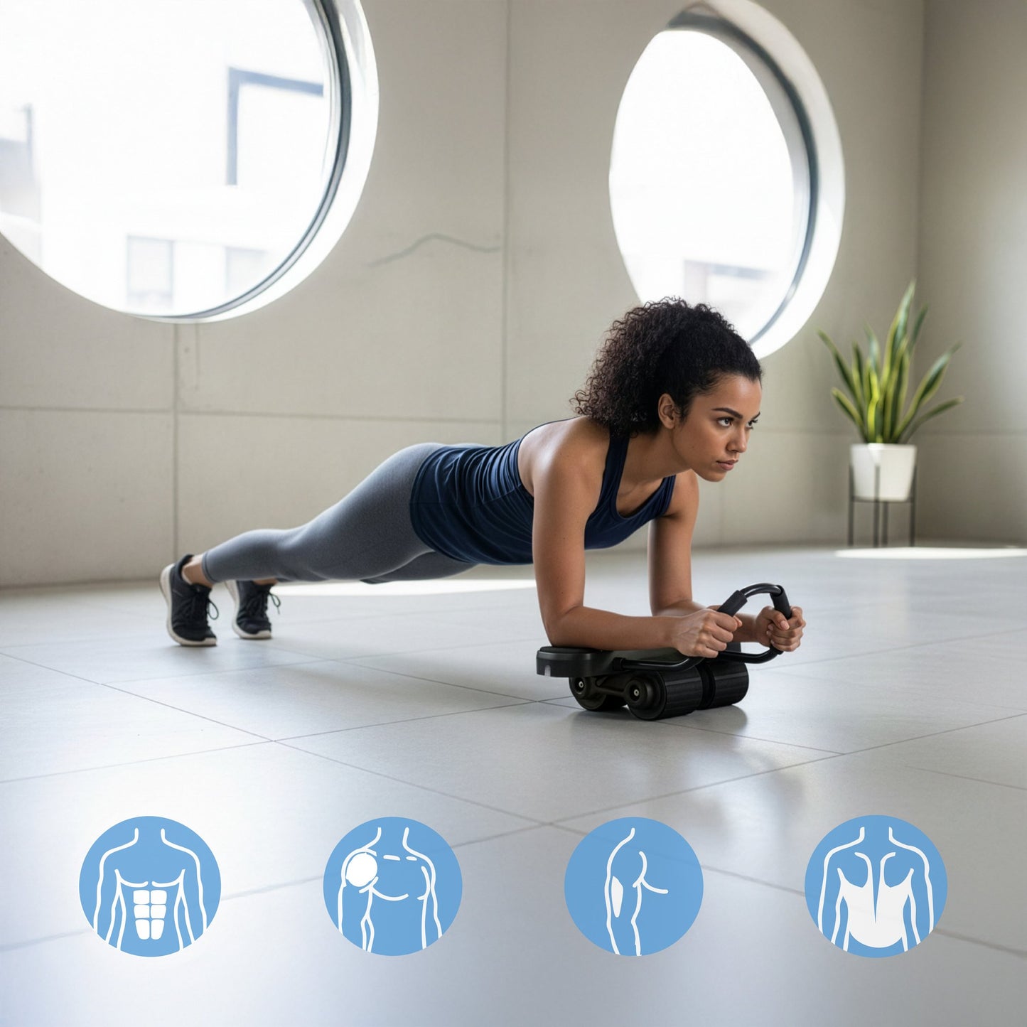 Abdominal Exercise Wheel with LCD, Auto Return & Phone Holder