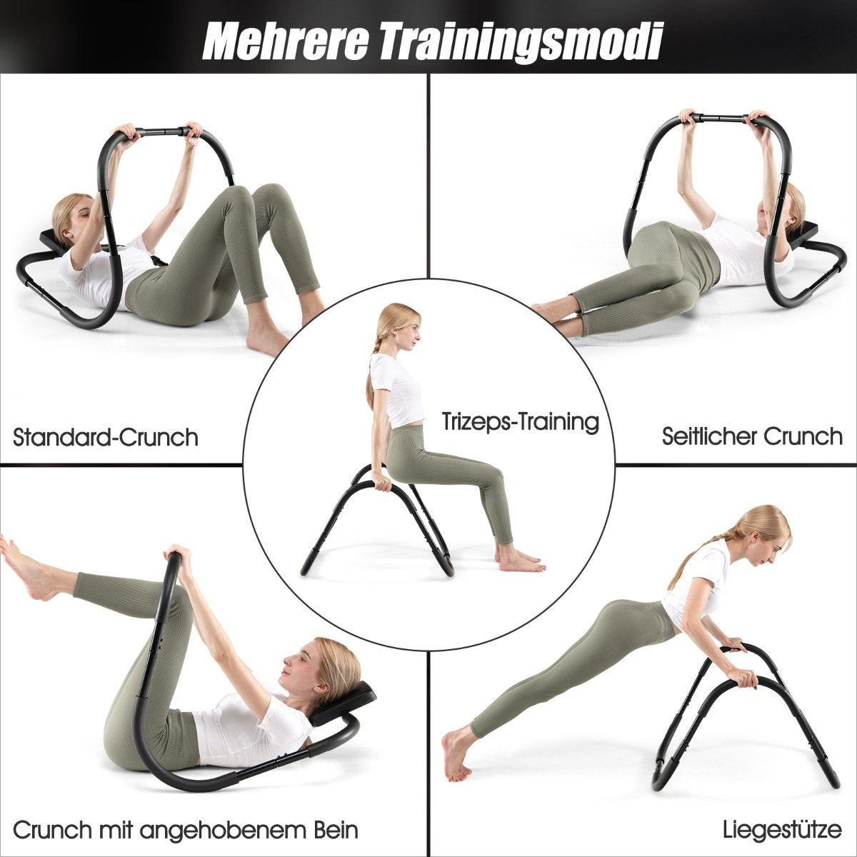 Abdominal Muscle Trainer with Soft Grip Strength Training Equipment Fitness Equipment Black