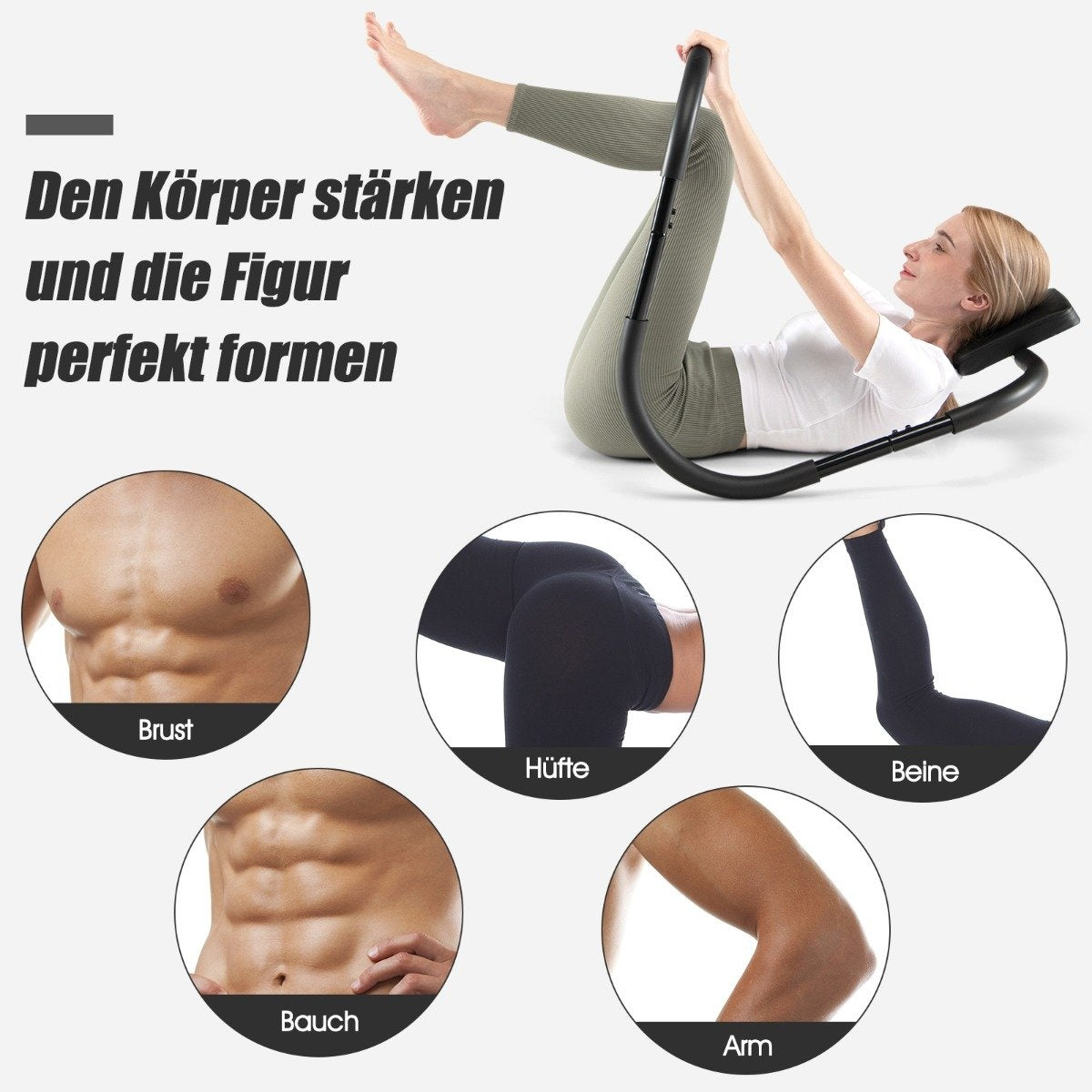 Abdominal Muscle Trainer with Soft Grip Strength Training Equipment Fitness Equipment Black