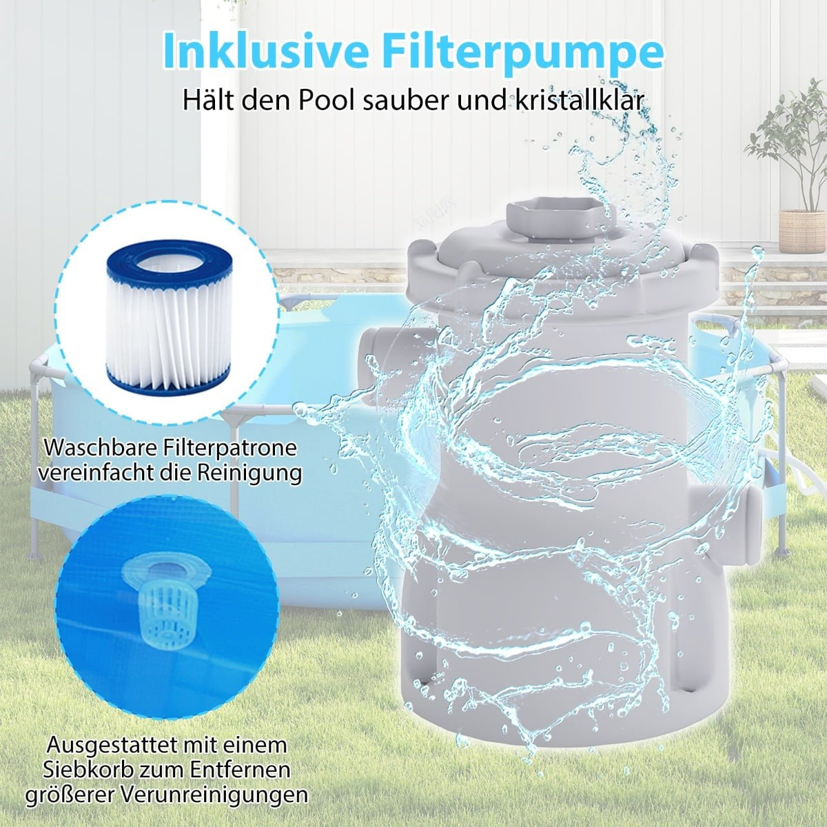 Above Ground Pool 3.6m x 76cm with Filter Pump