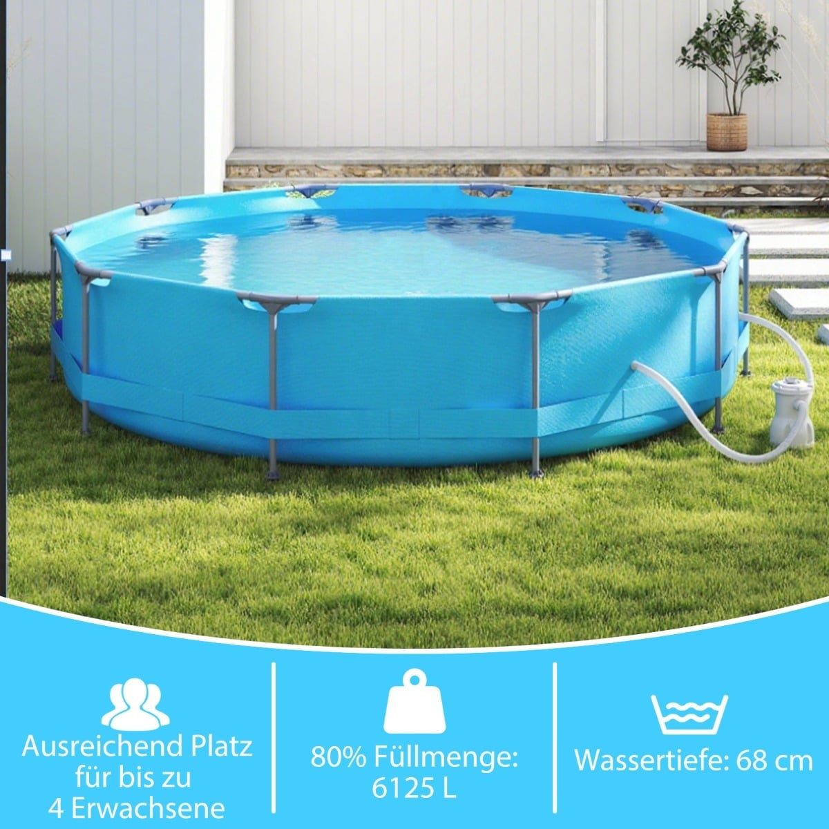 Above Ground Pool 3.6m x 76cm with Filter Pump