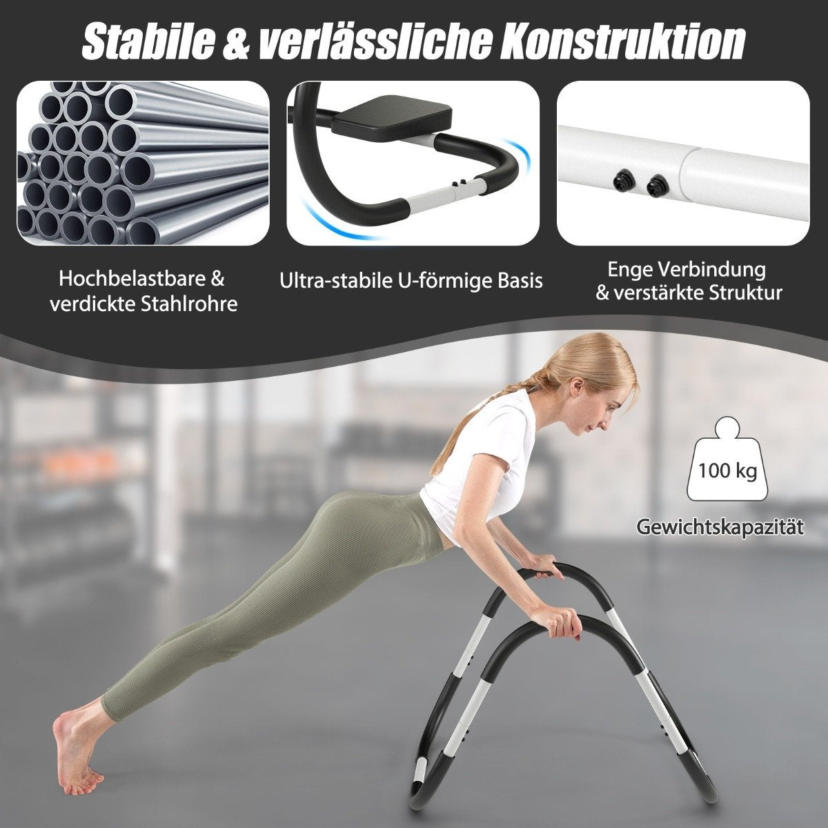 Ab roller abdominal trainer with padded headrest abdominal muscle trainer device 73 x 73 x 64 cm