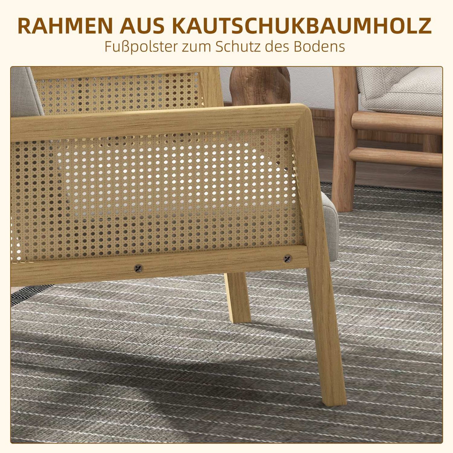 Accent Relaxation Chair, upholstered rattan look, linen look