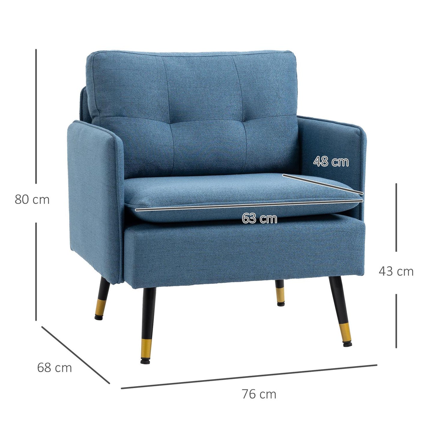 Accent Chair with Button Tufting, Removable Cushions, Black