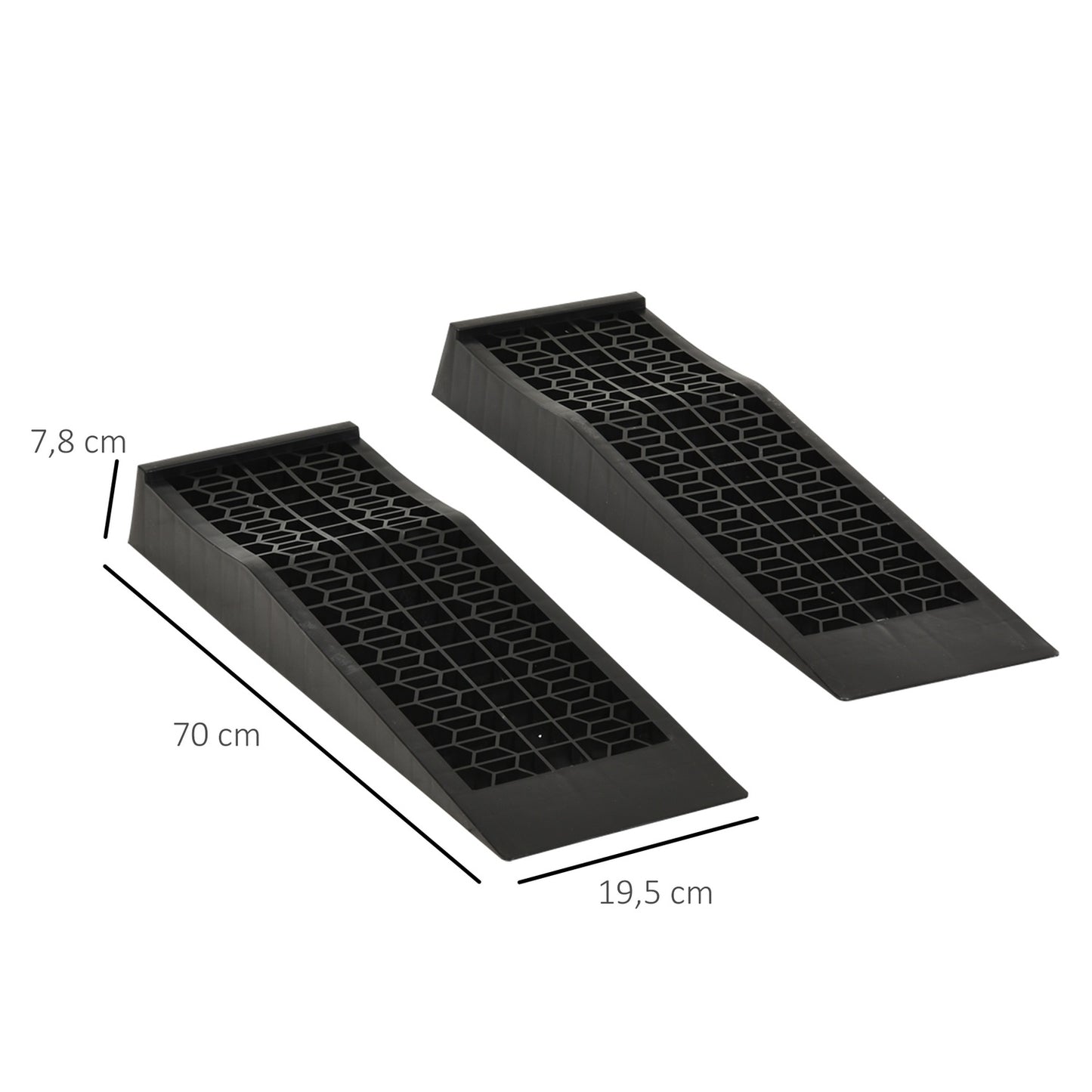 Rubber threshold ramp set, black, 70x20x8 cm, curb