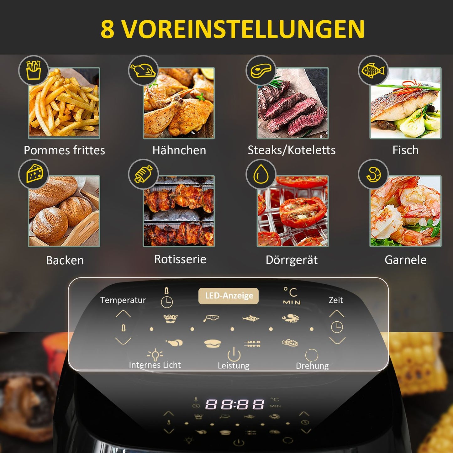 Air Fryer Oven, Dehydrator & Grill, Oil Free, Black
