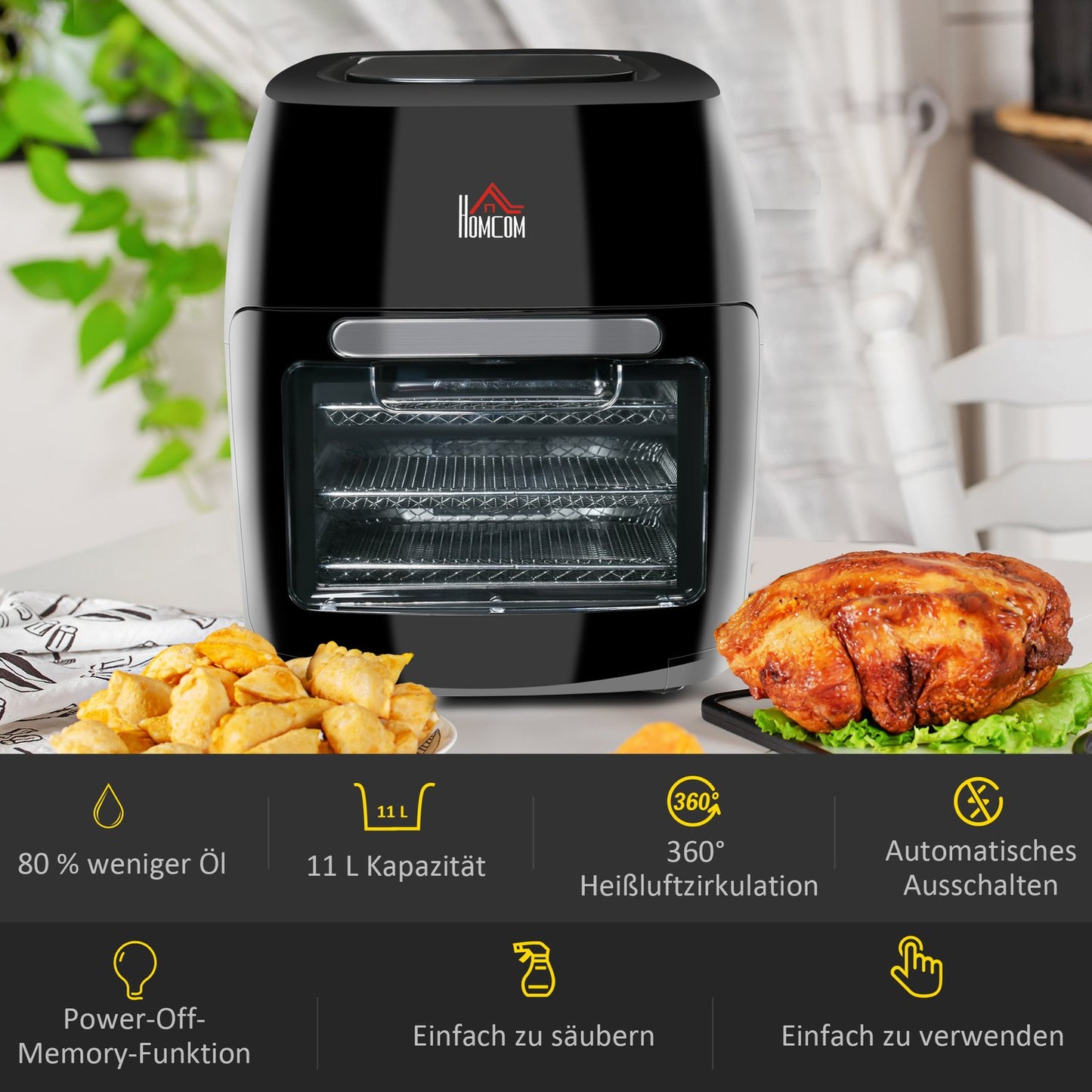 Air Fryer Oven, Dehydrator & Grill, Oil Free, Black