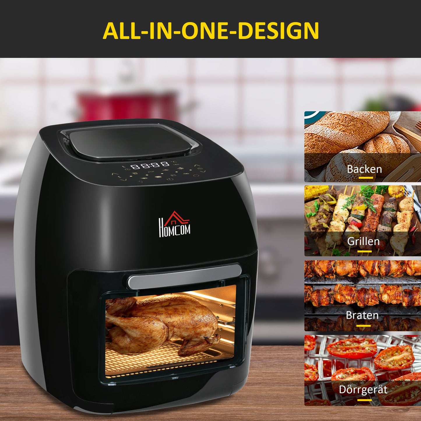 Air Fryer Oven, Dehydrator & Grill, Oil Free, Black