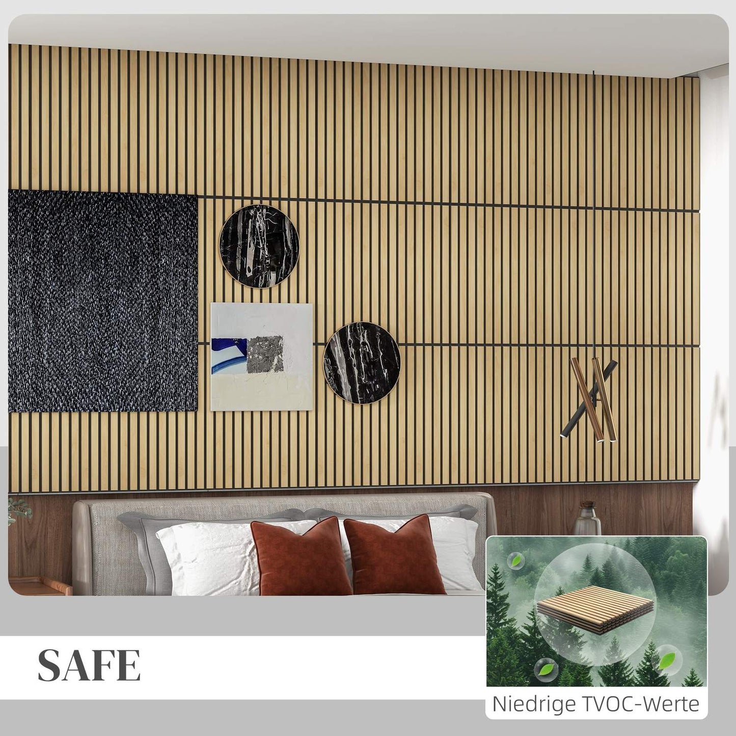 Acoustic wall panels in oak 3D - 4-pack, 60x60 cm