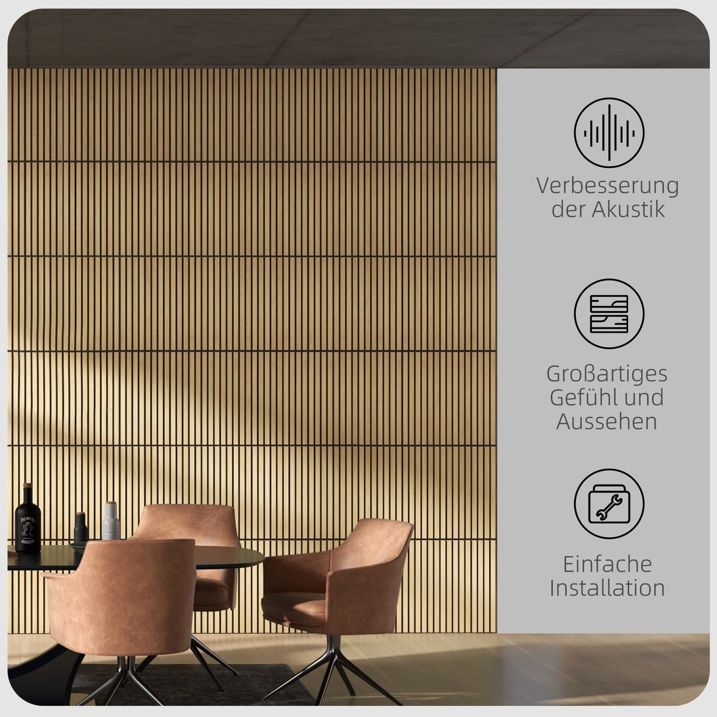 Acoustic wall panels in oak 3D - 4-pack, 60x60 cm