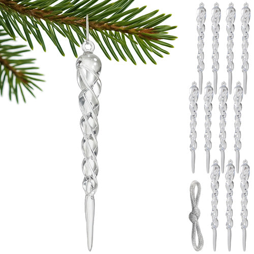 Acrylic Christmas Tree Icicles, 12 Pcs, 13 cm Long