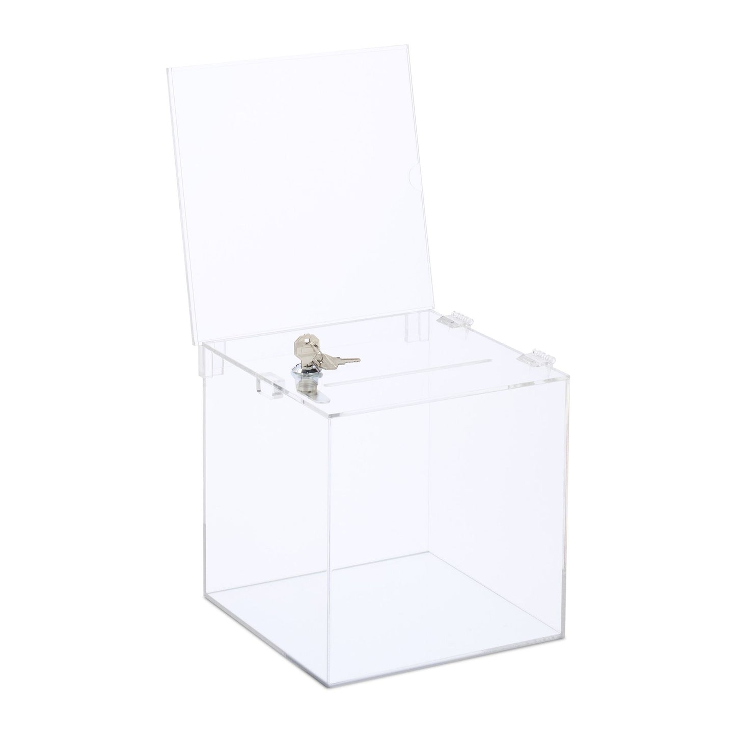 Acrylic Donation Box with Lock and Sign Holder