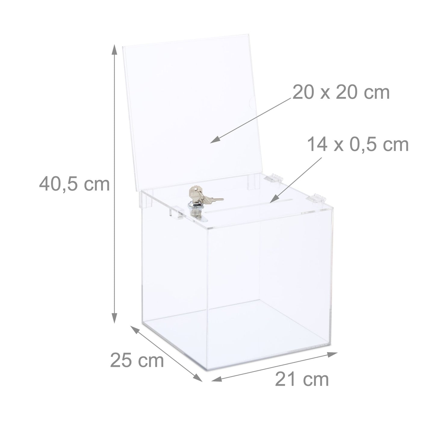 Acrylic Donation Box with Lock and Sign Holder