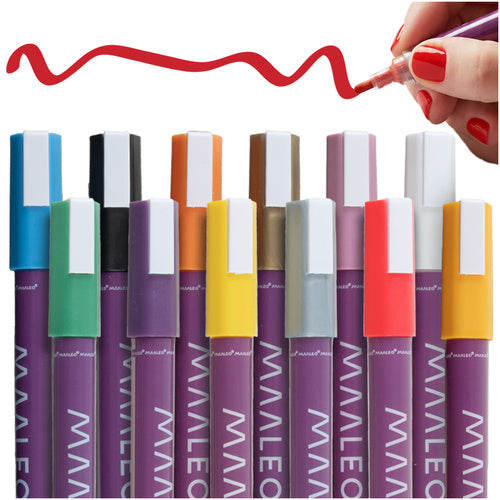 Acrylic Paint Markers Set, 12 Colors, Waterproof