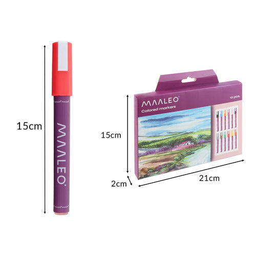 Acrylic Paint Markers Set, 12 Colors, Waterproof