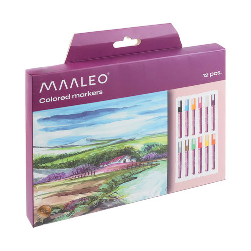 Acrylic Paint Markers Set, 12 Colors, Waterproof