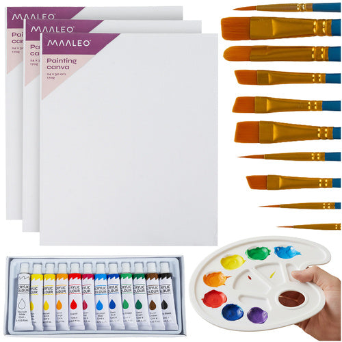 Acrylic Painting Set – 26 Pcs with Brushes, Canvases, Palette