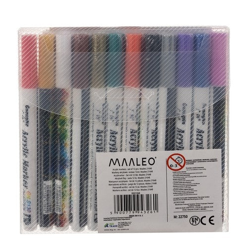 Acrylic markers - set of 12 pcs. Maaleo 21648