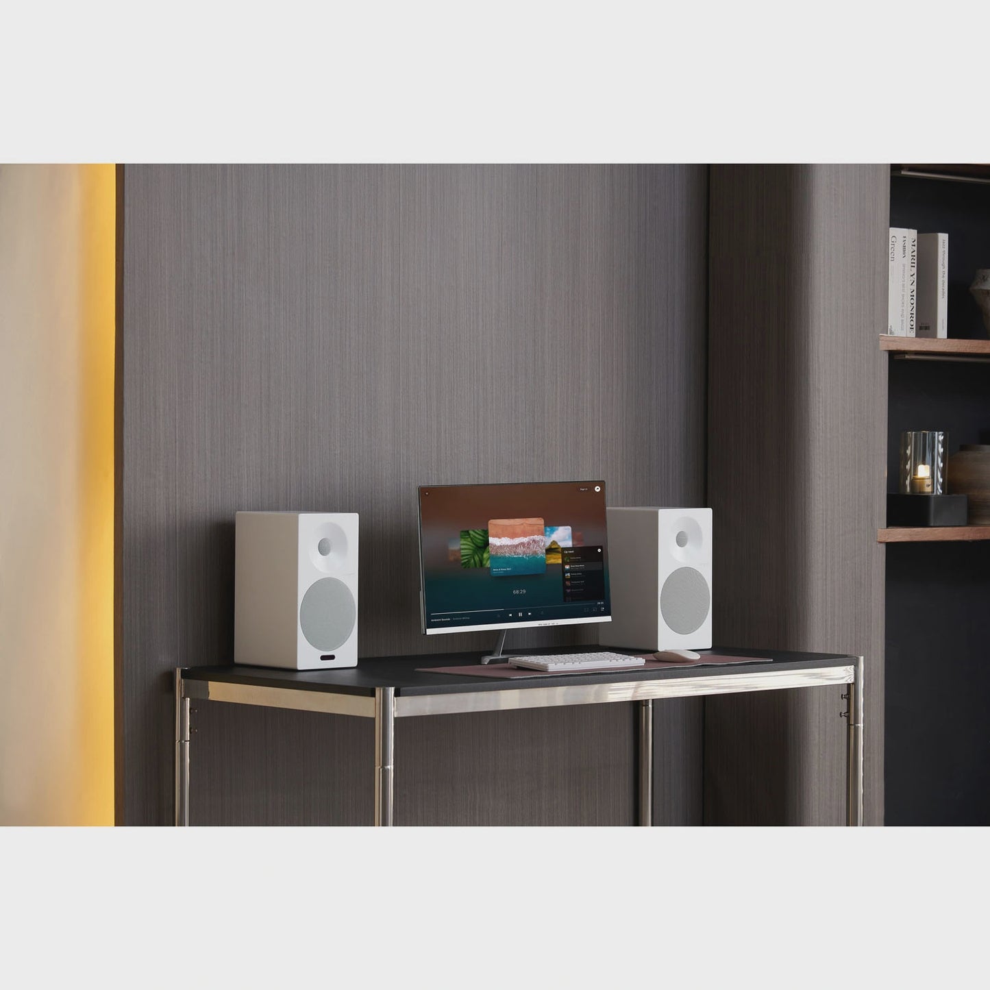 Active Bluetooth Bookshelf Speakers with HDMI, White
