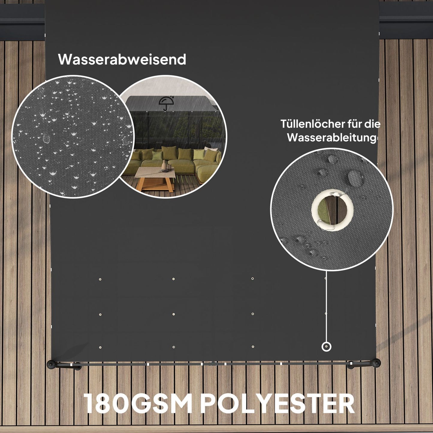 Dark gray garden pavilion Pergola, water-repellent, 2.5x3x2.5 m