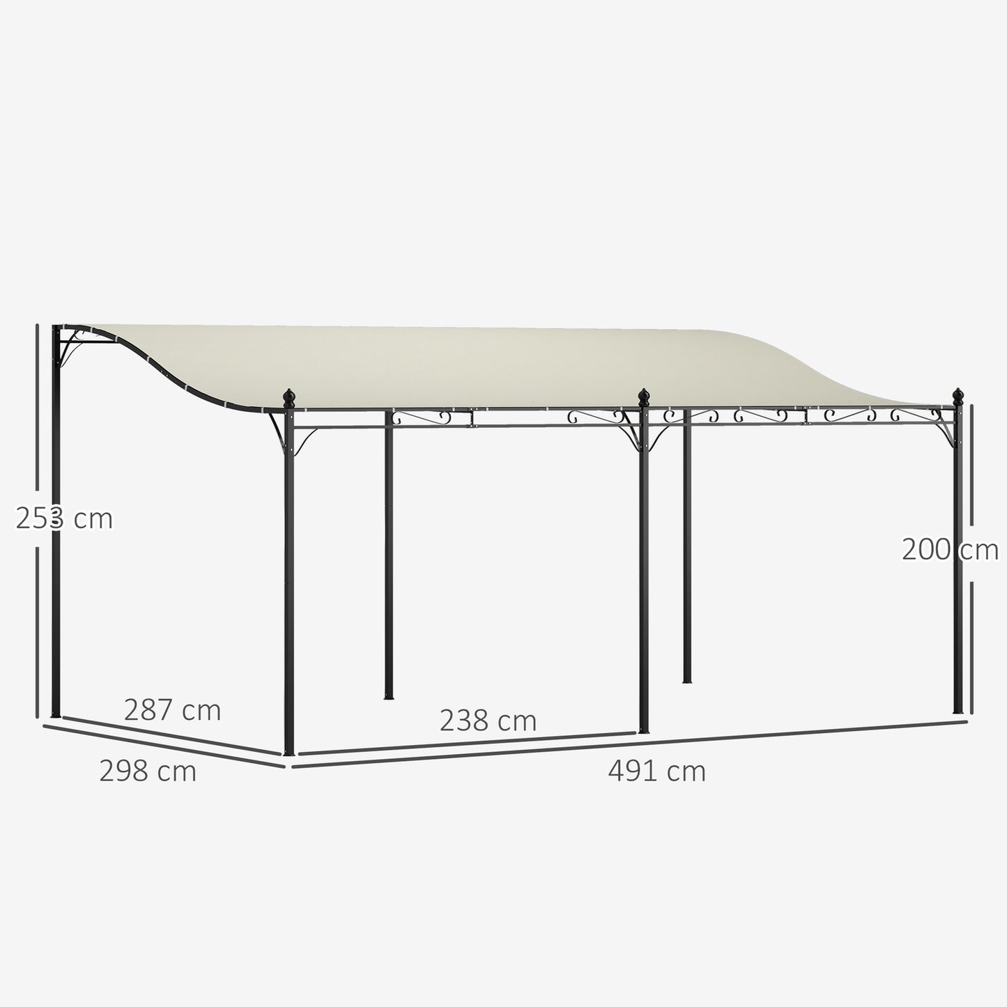 Detached garden pergola with water-repellent canopy, 3x5 m Creamy white
