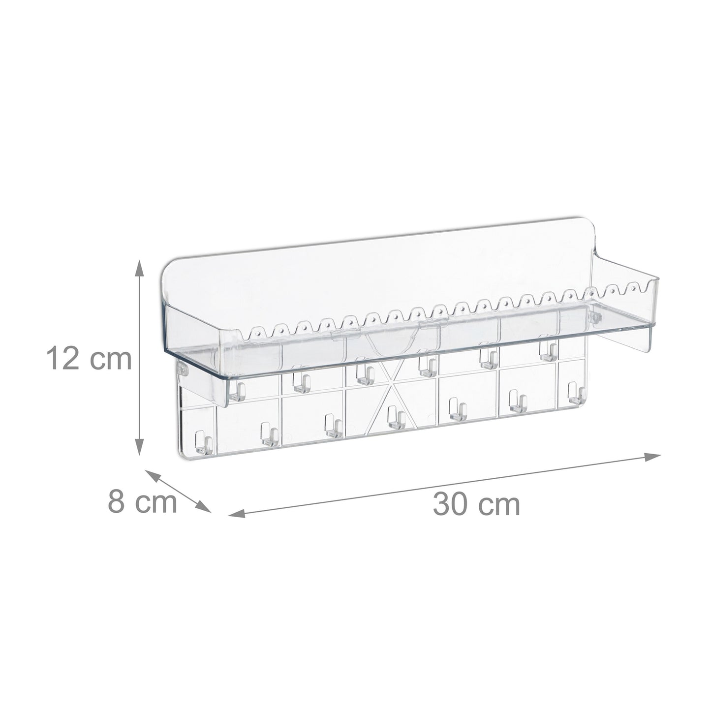 Adhesive Jewelry Organizer with Shelf and Hooks