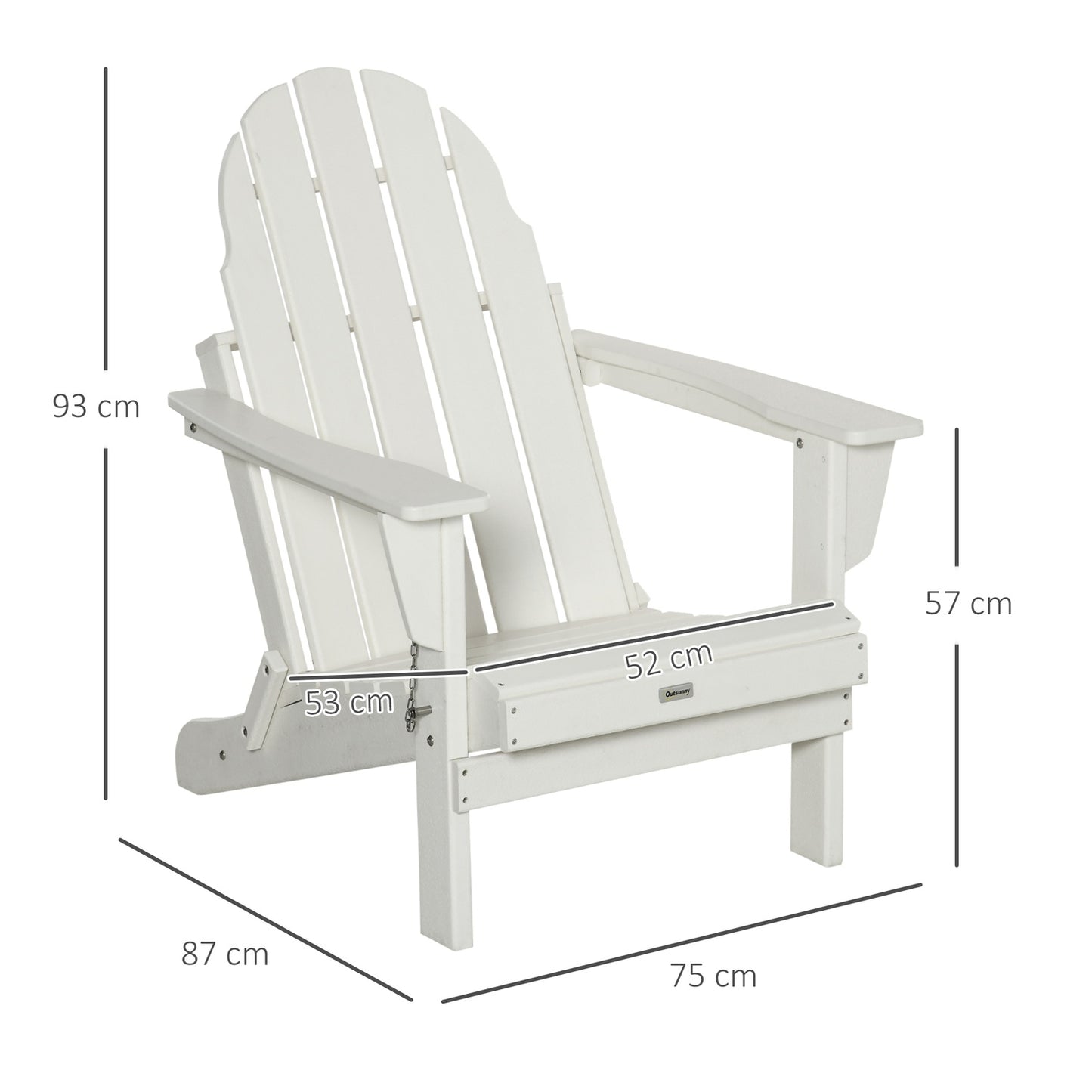 Folding Adirondack Garden Chair - White, 75x87x93 cm