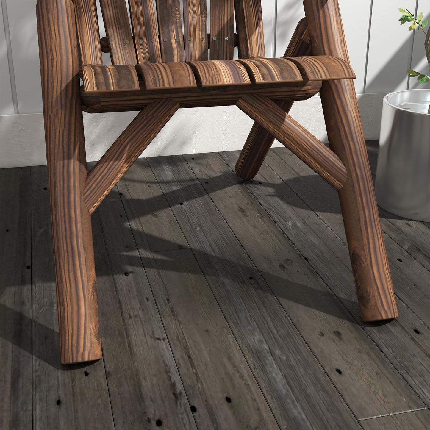 Brown Fir Wood Adirondack Garden chair with armrests
