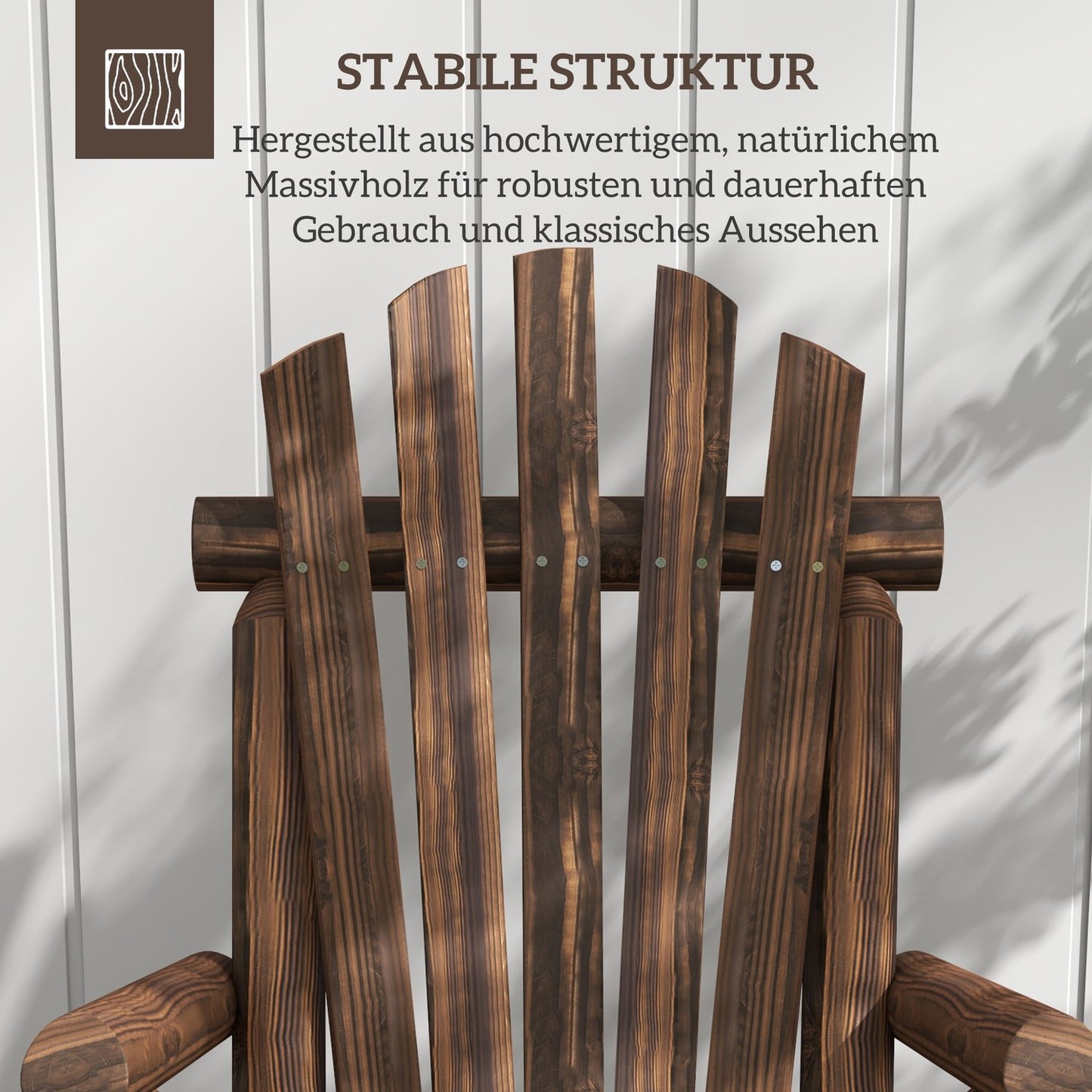 Brown Fir Wood Adirondack Garden chair with armrests