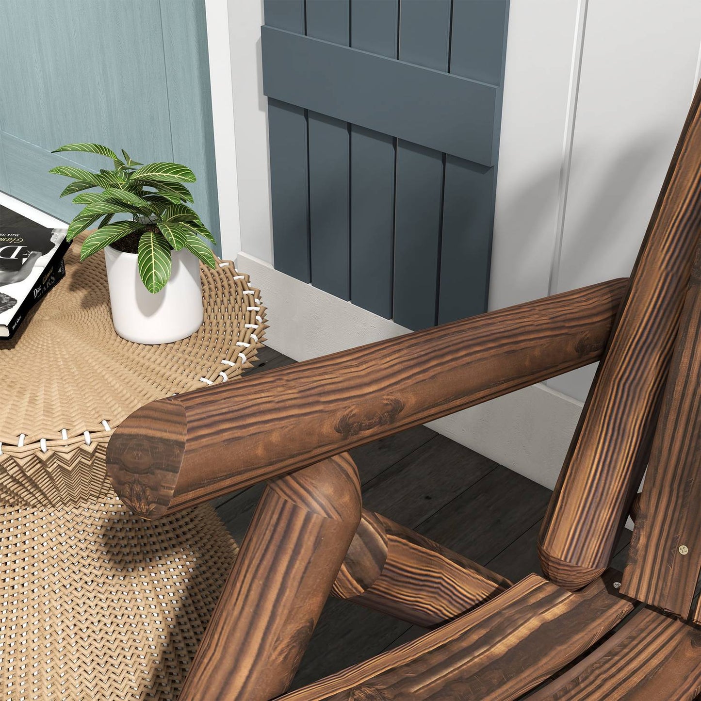 Brown Fir Wood Adirondack Garden chair with armrests