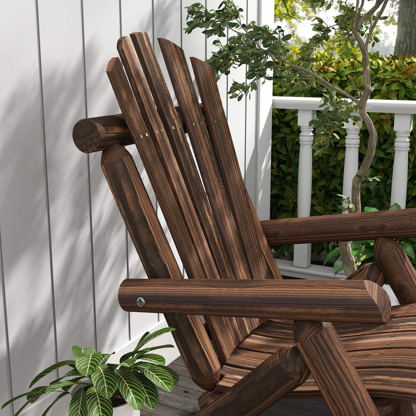 Brown Fir Wood Adirondack Garden chair with armrests