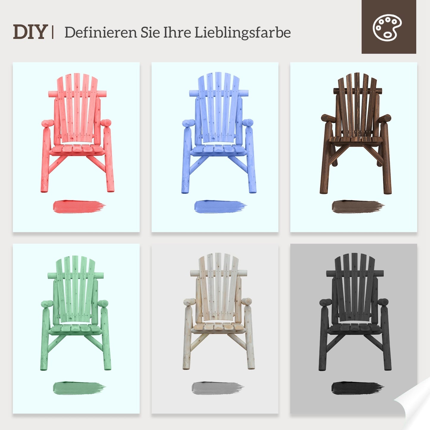 Brown Fir Wood Adirondack Garden chair with armrests