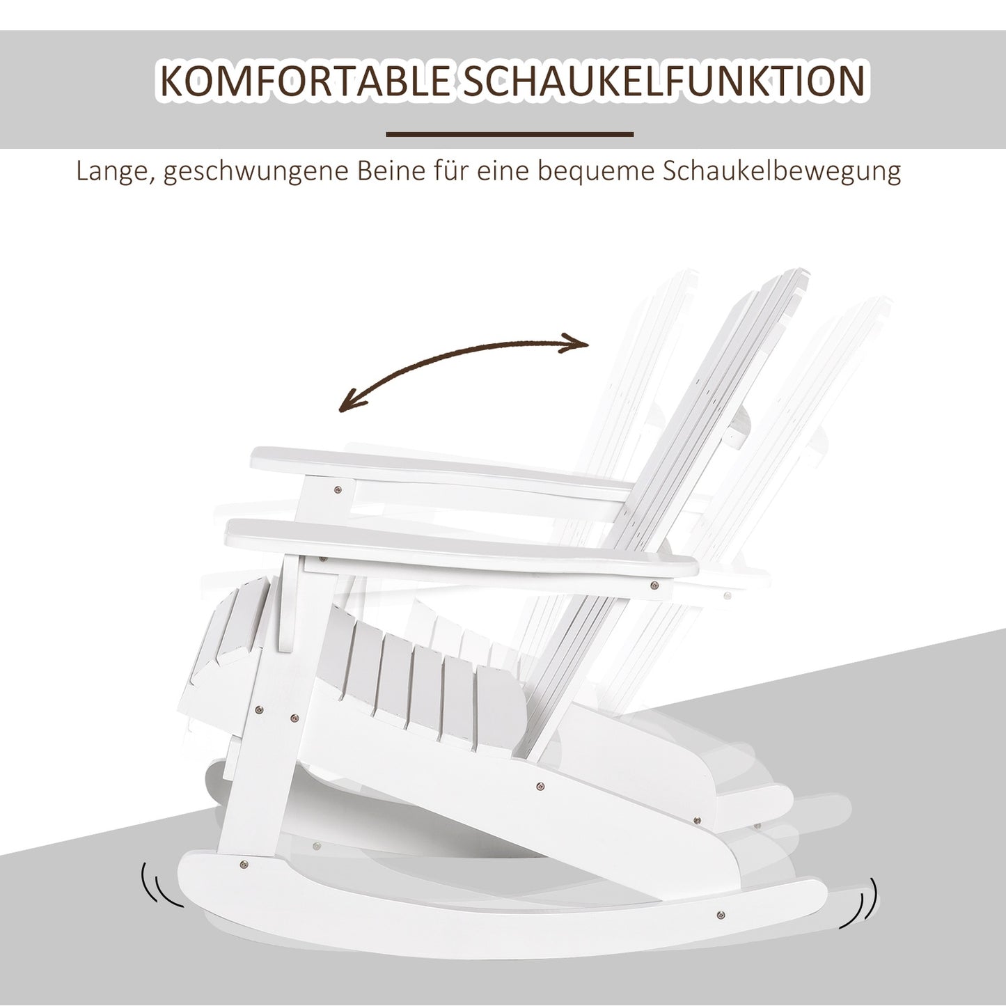 White Adirondack garden rocking chair, 77 x 94 x 97 cm