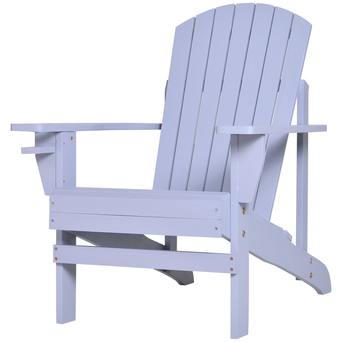 Adirondack Garden Chair with Cup Holder - Solid Wood, Gray