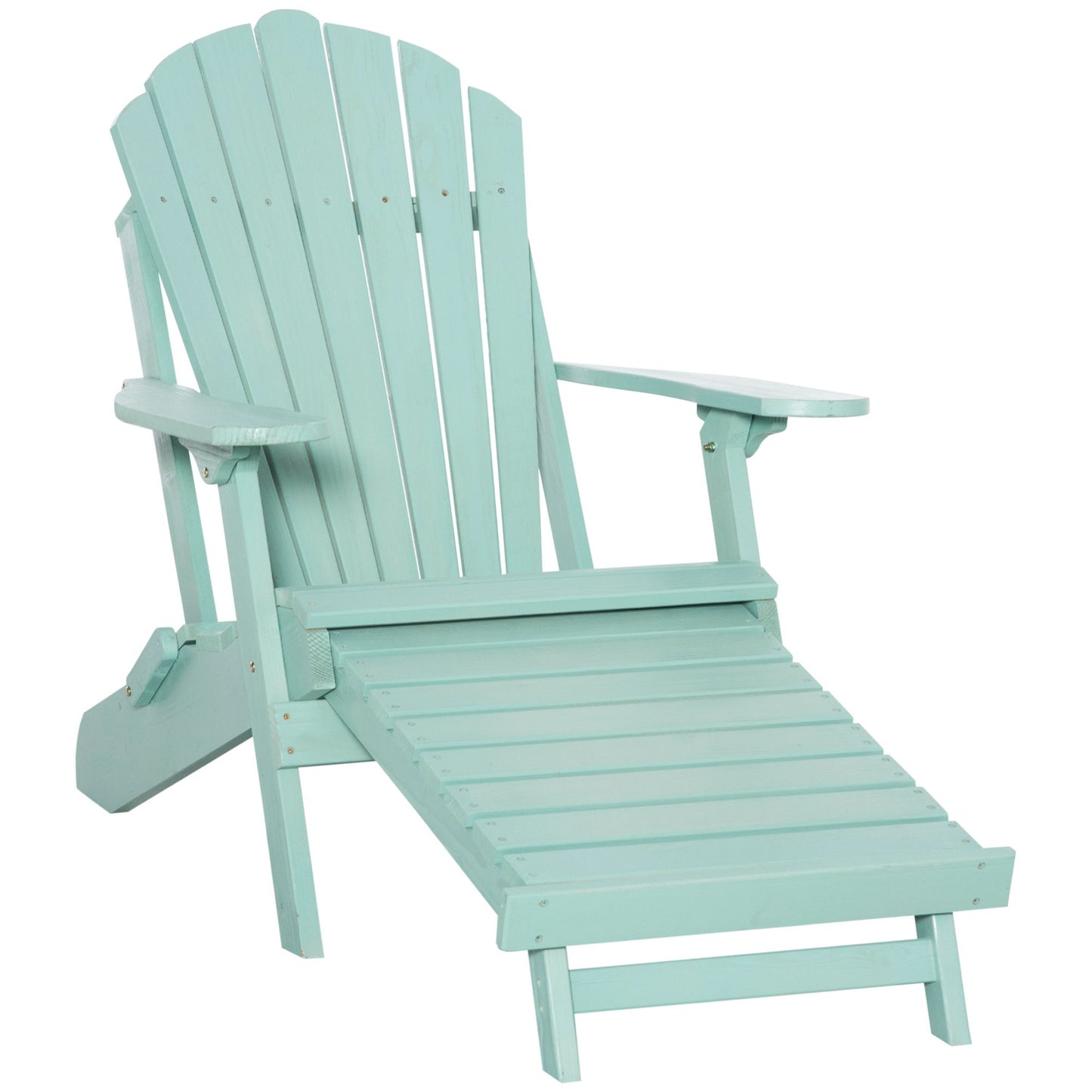 Adirondack Pine Wood Garden chair with footrest, green