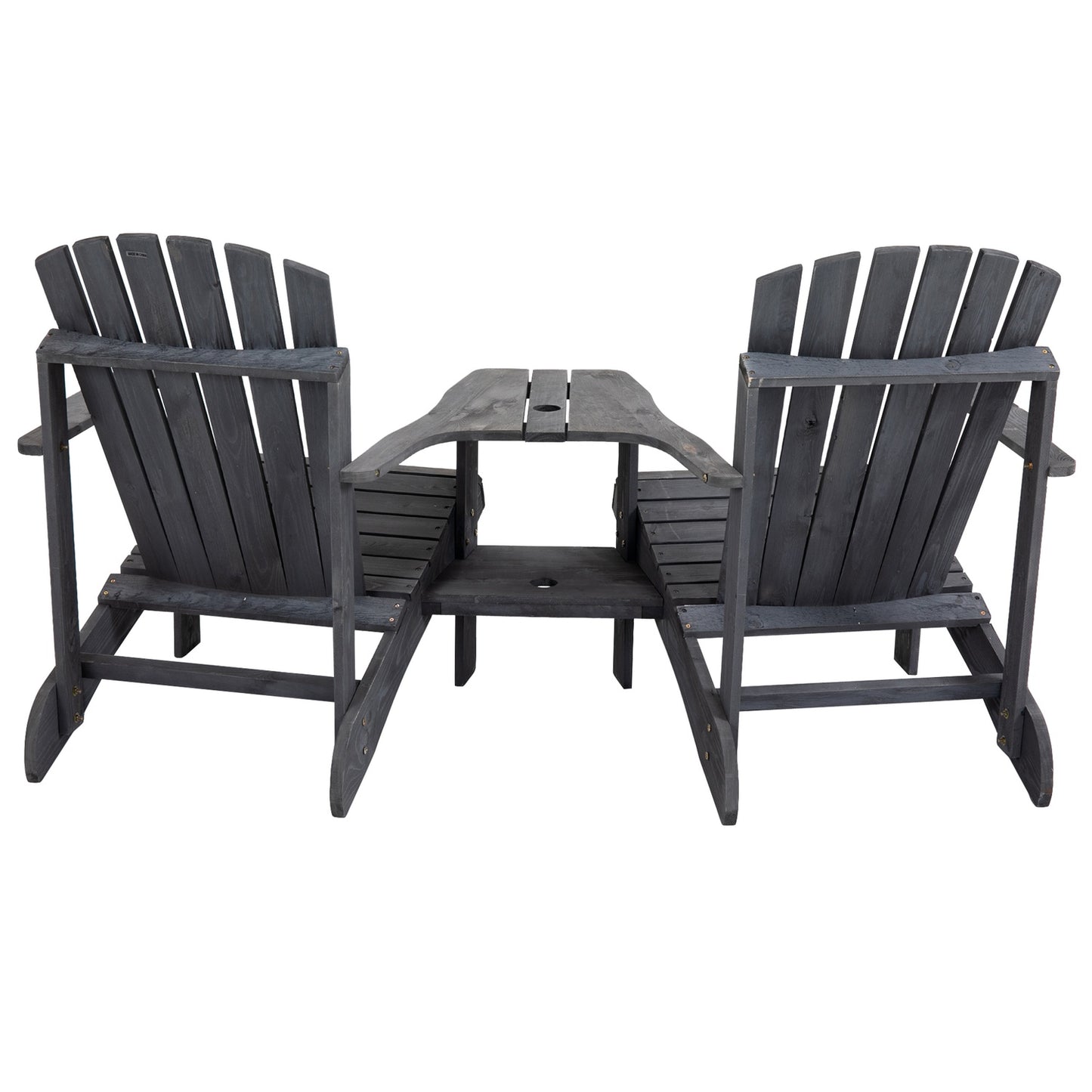 Adirondack 2-seater garden chair set, wood, dark grey