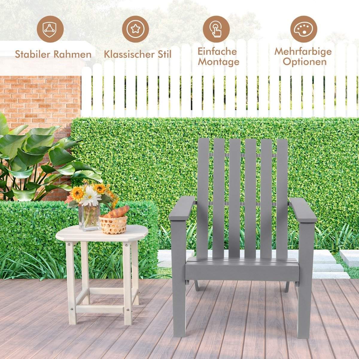 Adirondack chair Adirondack chair made of acacia wood garden chair up to 160 kg gray