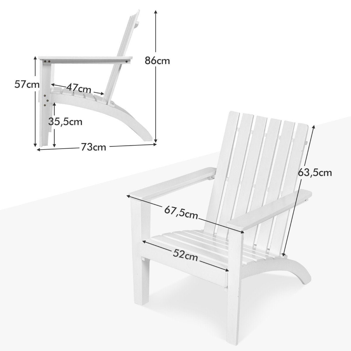 Adirondack chair Adirondack chair made of acacia wood garden chair up to 160 kg white