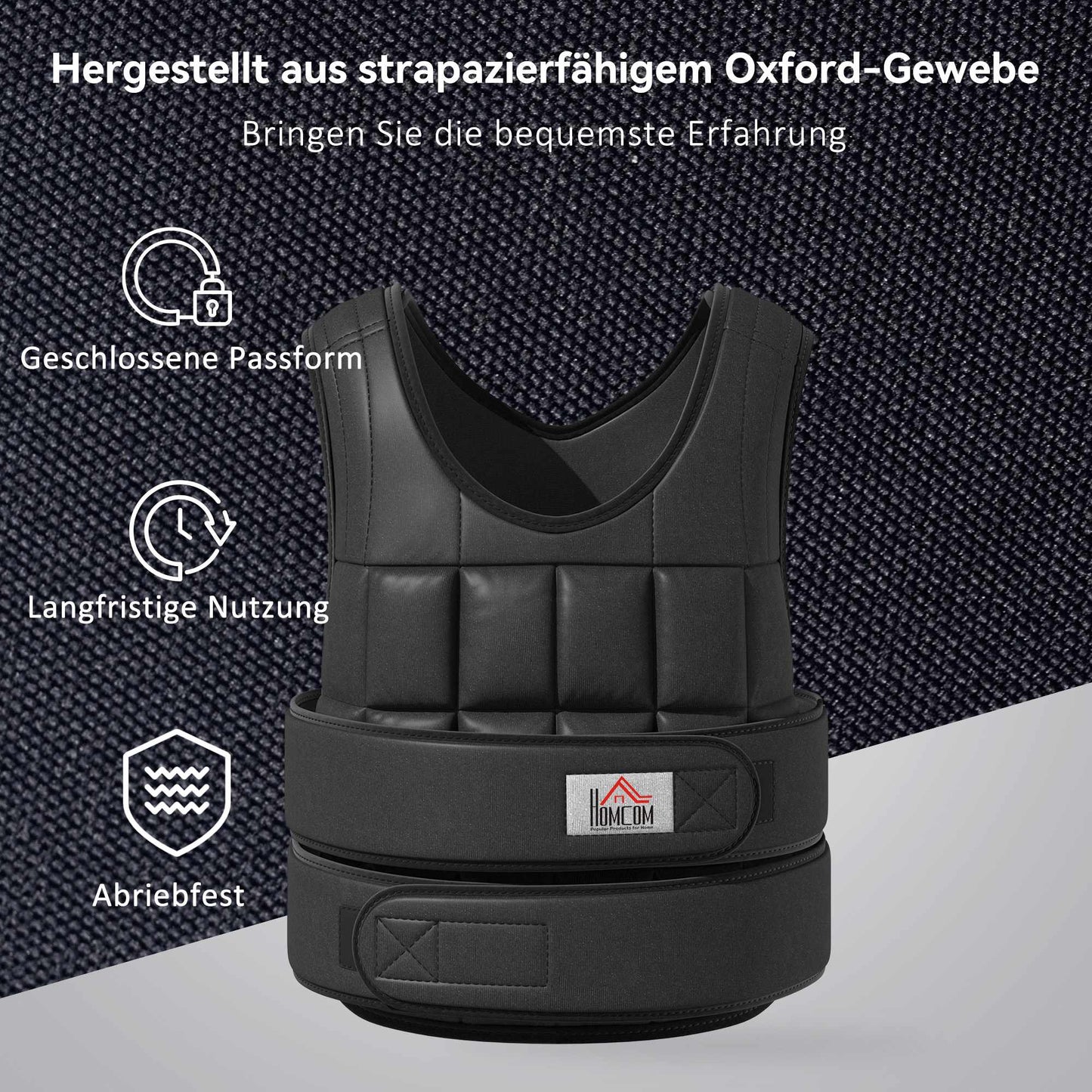 Adjustable 20 KG Weight Vest, Removable Weights, Black