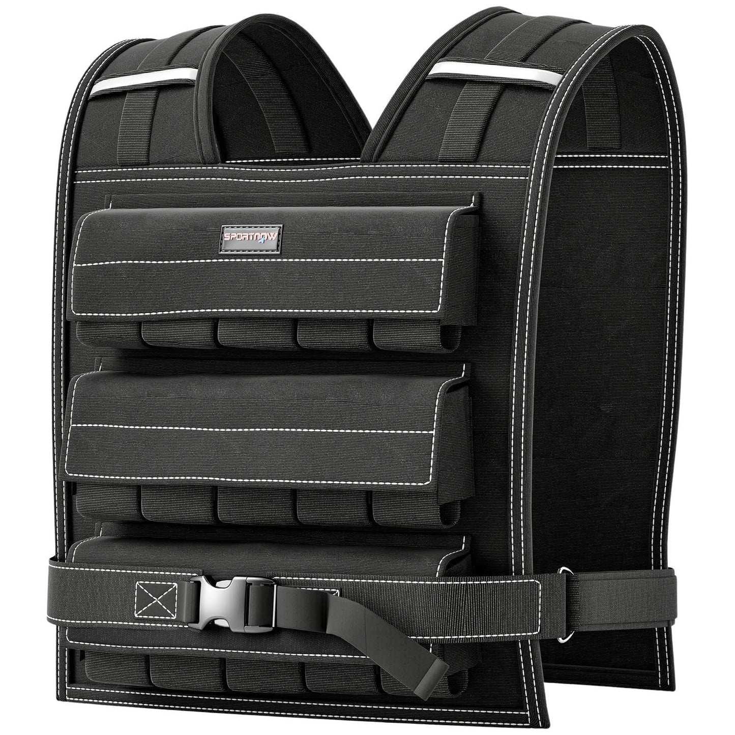 Adjustable 20 kg weight vest with reflective strips for fitness