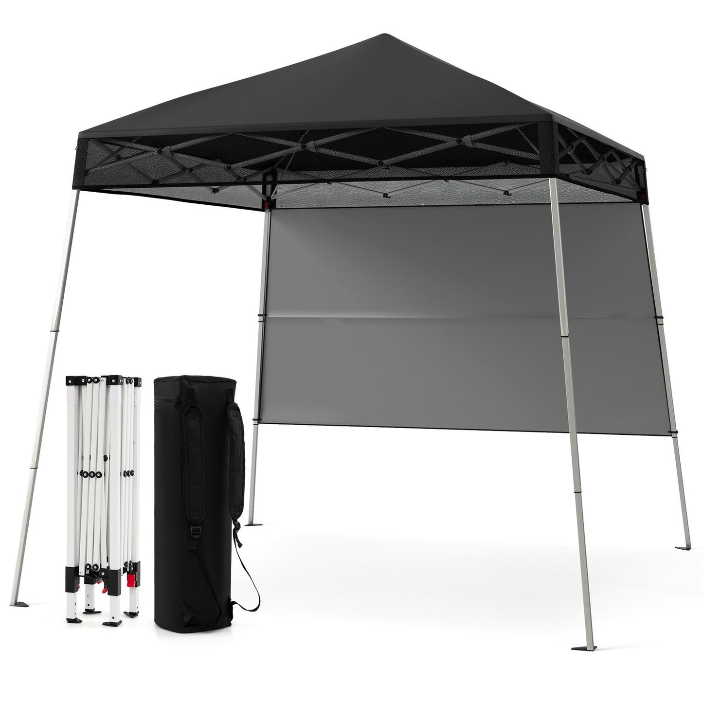 Adjustable 2x2m Pop-Up Gazebo with Sidewall, Black
