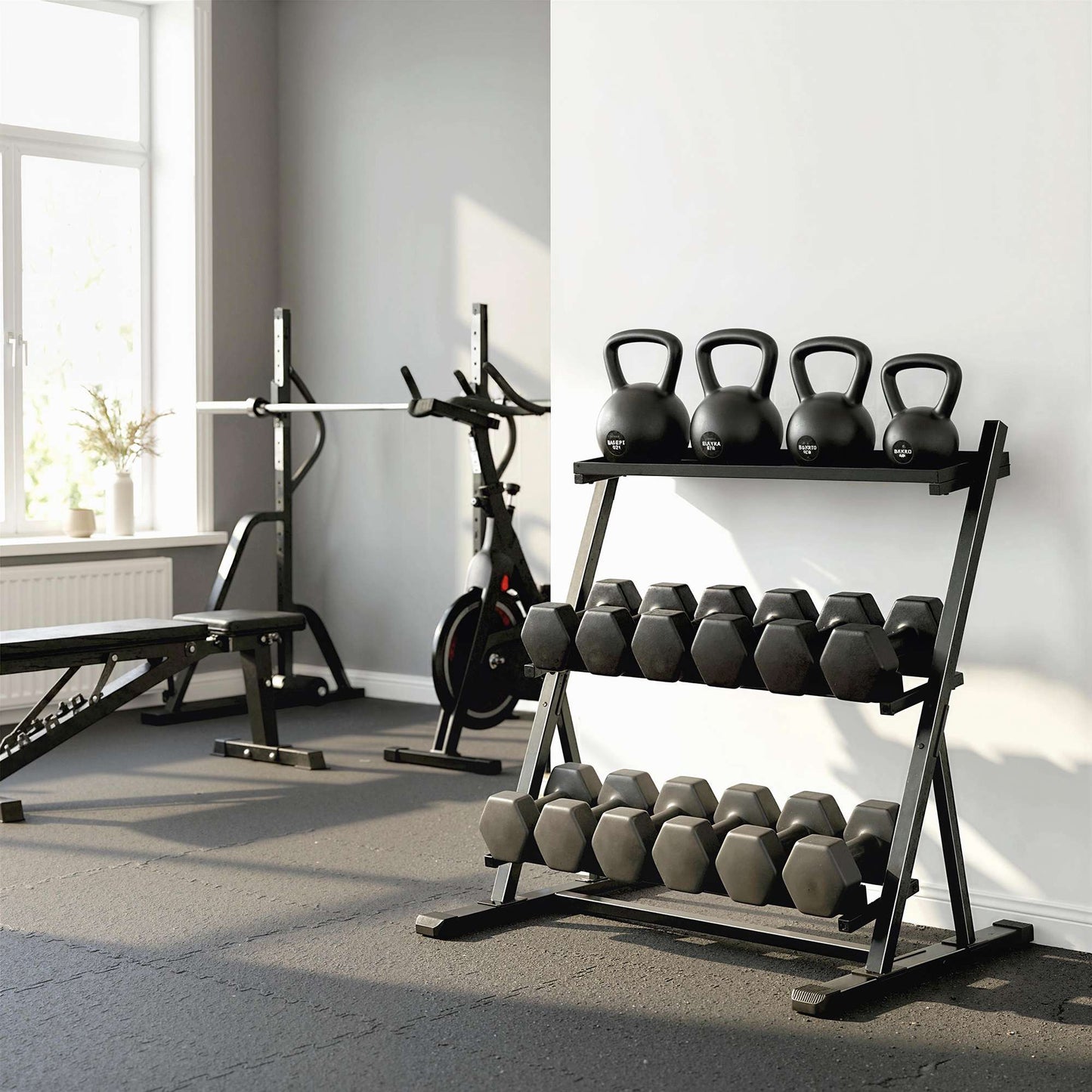 Adjustable 3-Tier Dumbbell Rack, 200kg Capacity, Non-Slip