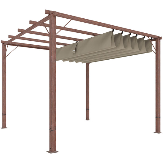 Adjustable 3x3m Pergola, Aluminum Frame, UPF30+ Shade