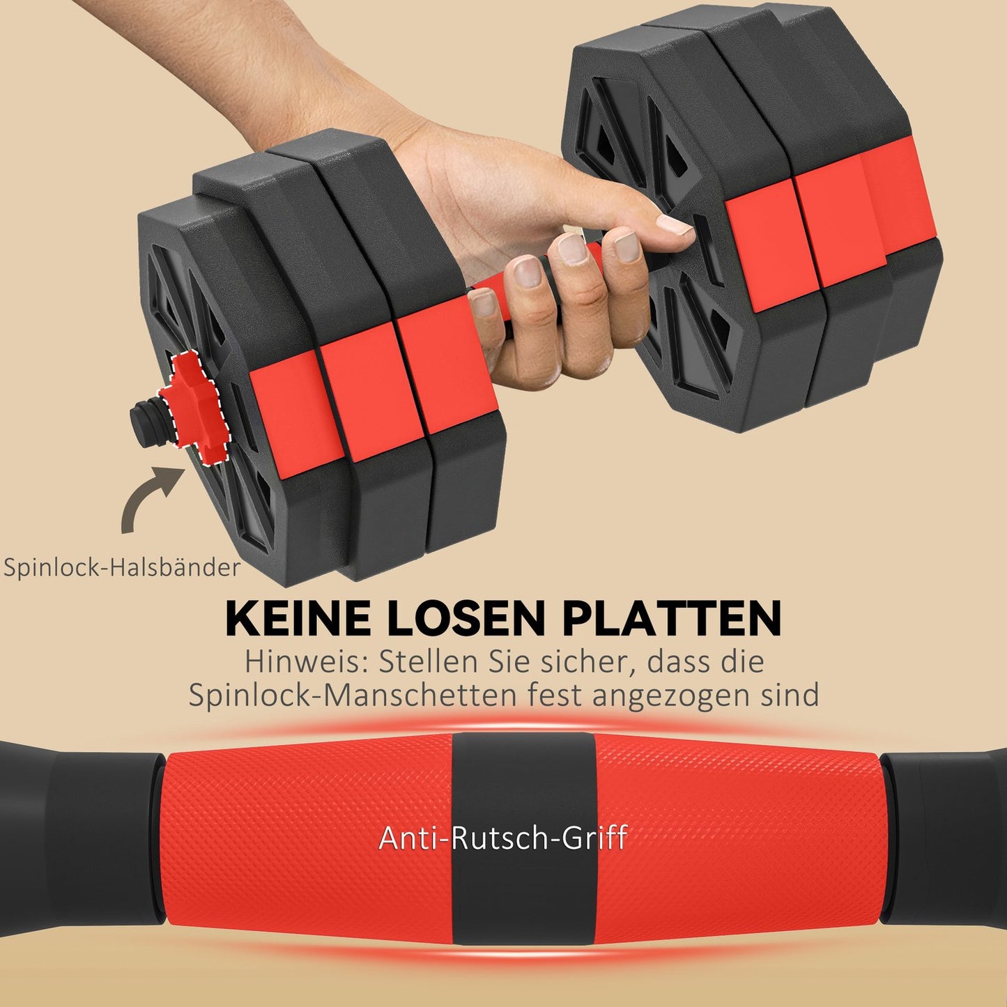 Adjustable 4-in-1 Dumbbell Set, 25kg for Home Workouts