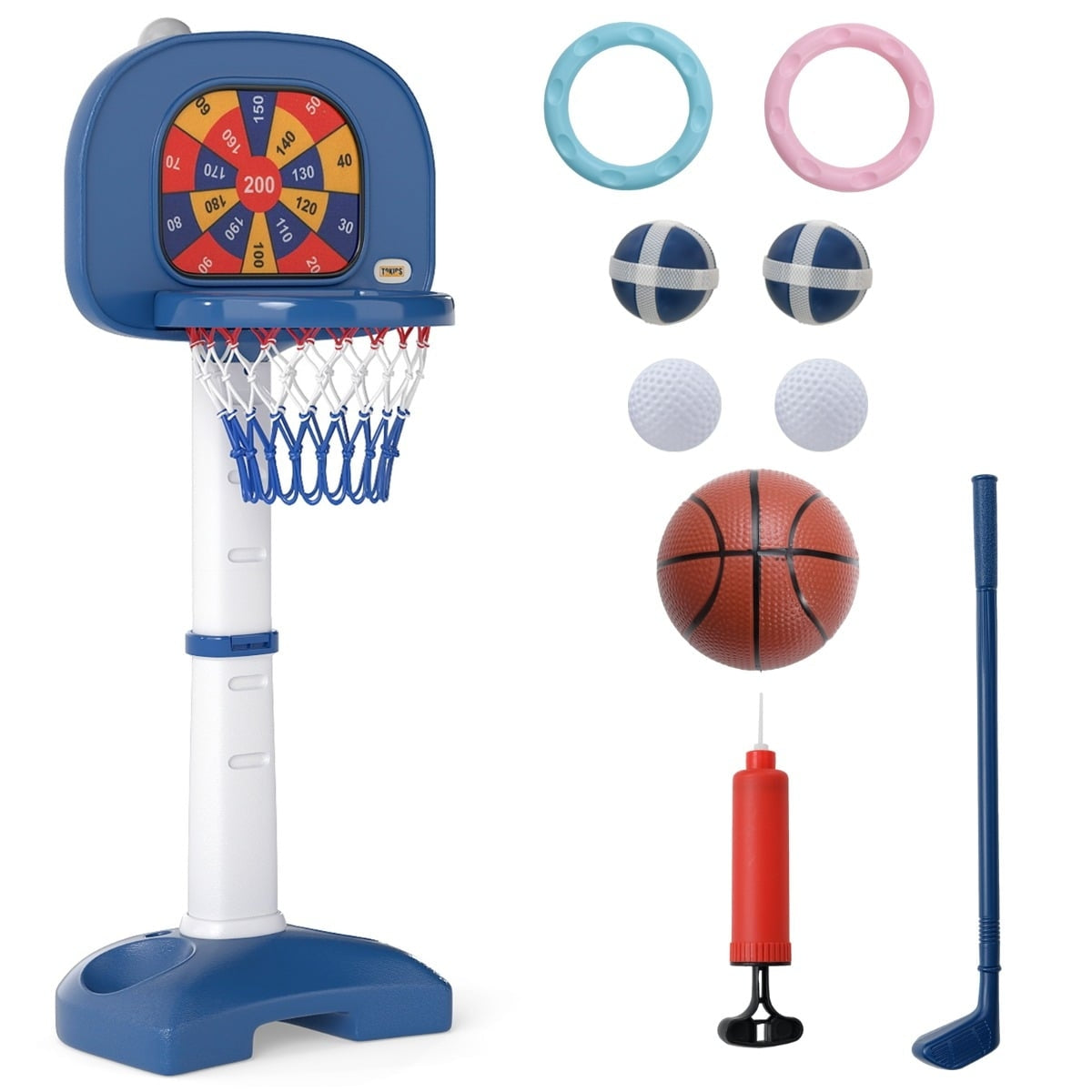 Adjustable 4-in-1 Kids Basketball Hoop Set with Accessories