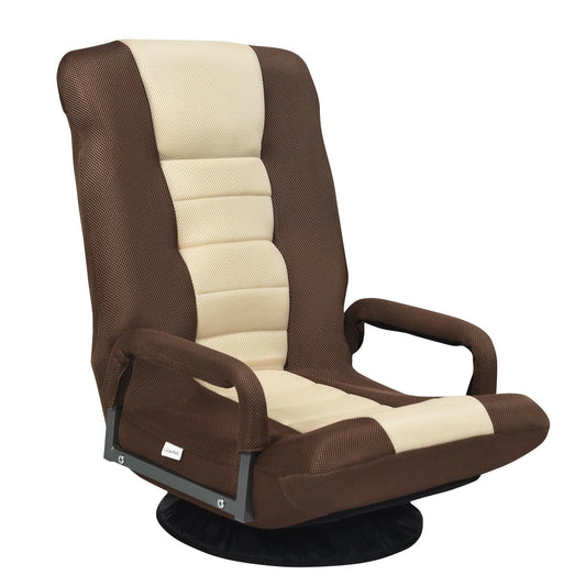 Adjustable 6-position floor chair floor chair with swivel base 61-87 x 55 x 75 cm Both + Brown