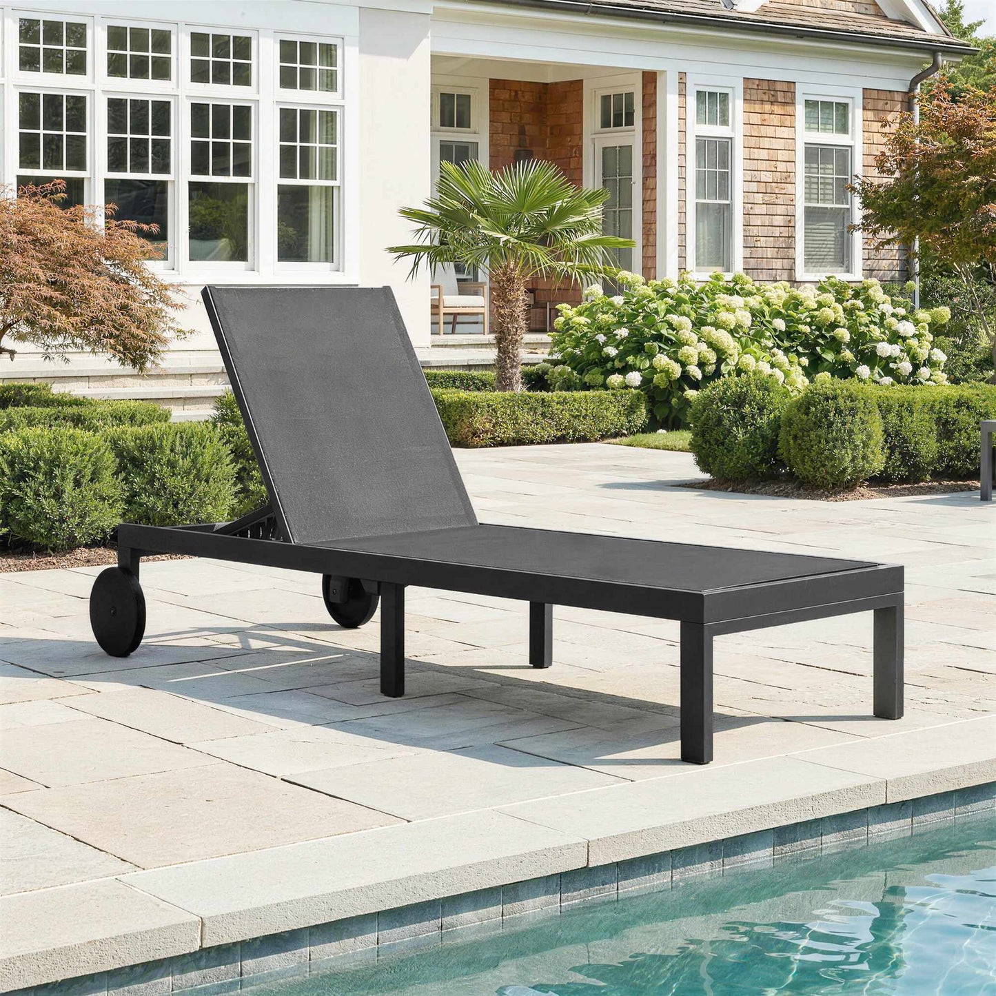 Adjustable Aluminum Sun Lounger with Wheels, Breathable Fabric