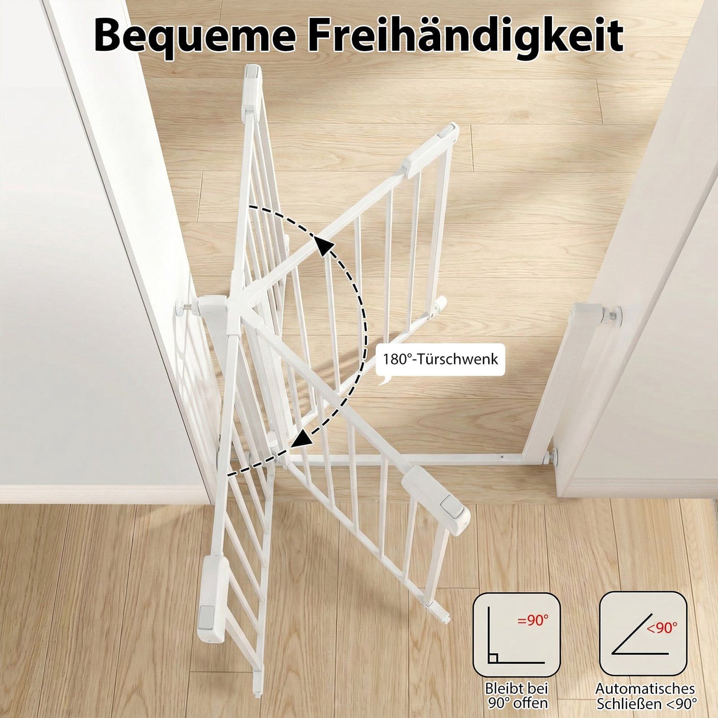Adjustable Baby Gate, No-Drill, 75-82 cm, Auto-Close