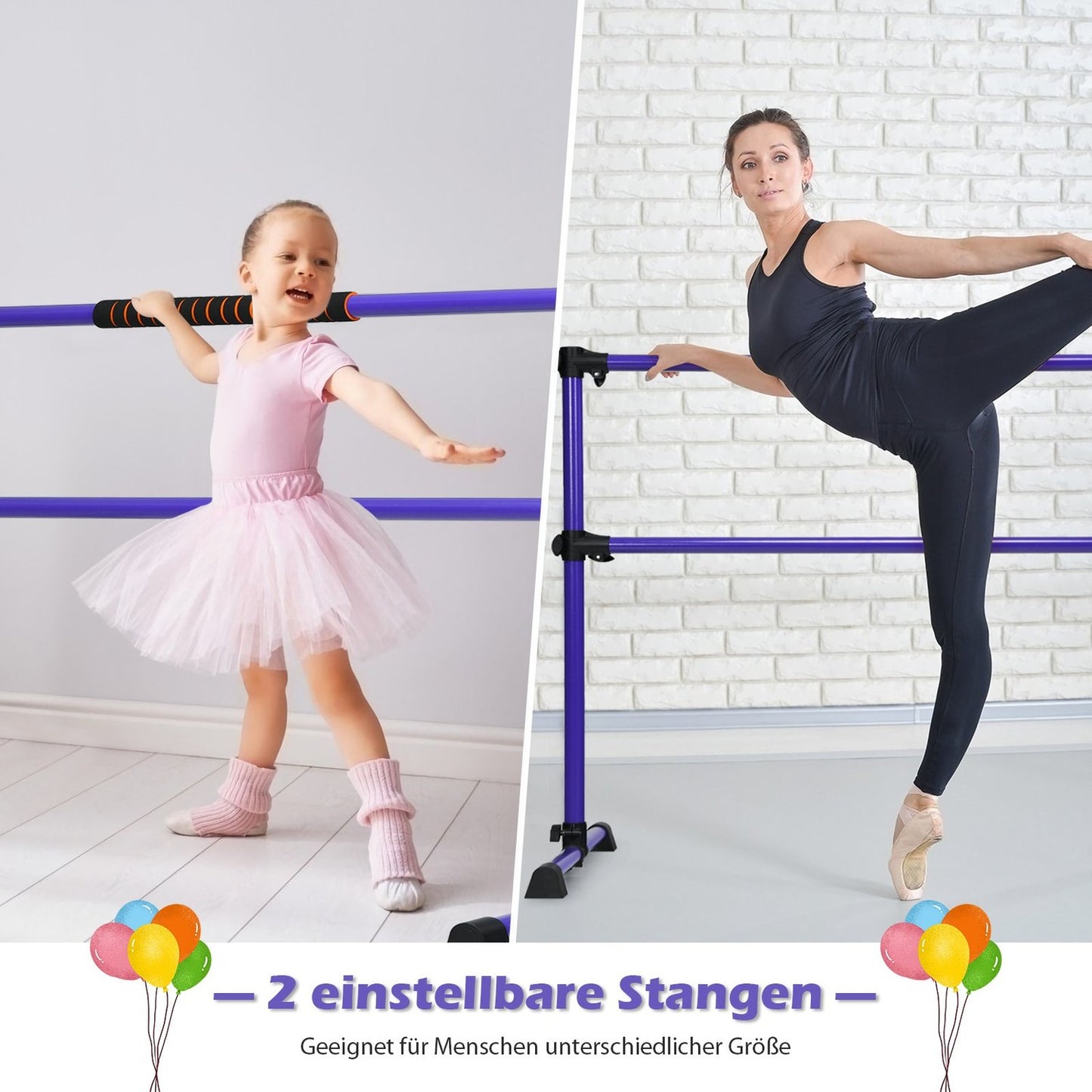 Adjustable Ballet Barre – Portable, Non-Slip, 124.5 x 71 x 120 cm